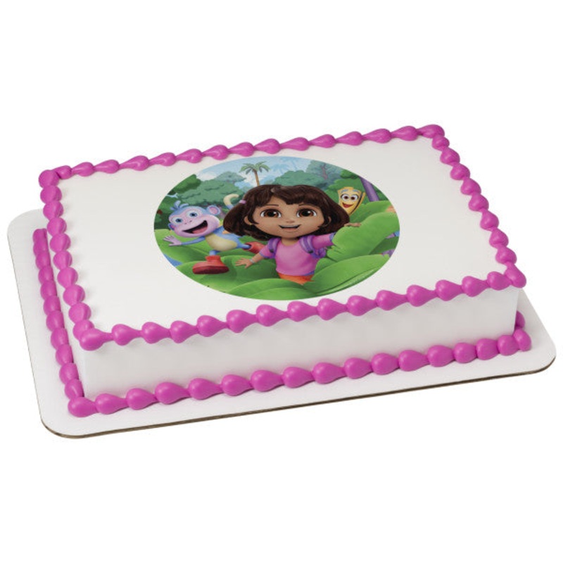 Dora the Explorer Ready to Explore Edible Cake Topper Image 1/4 Sheet – 8×10.5 in.